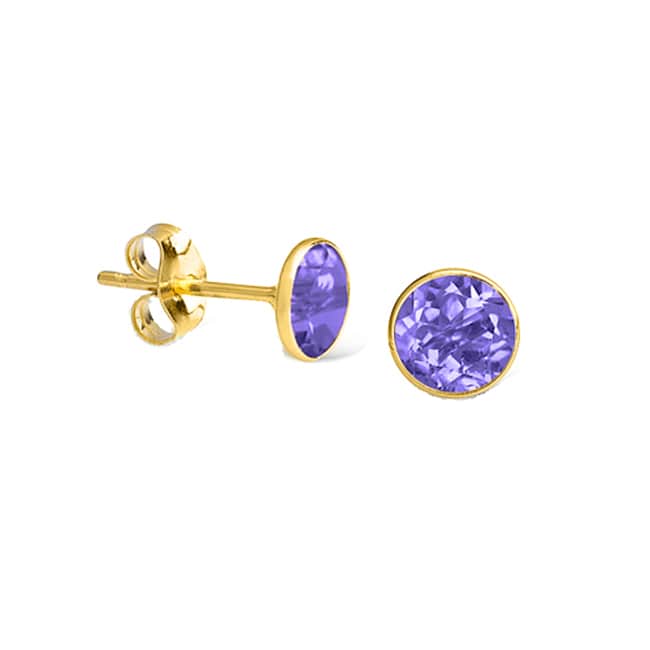 14k Gold Round  Iolite Earrings Stud (1.0.ct.tw)