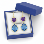 Rose Cut Gemstone Earrings in Royal Blue Box