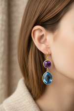 Rose Cut Gemstone Earrings on Model