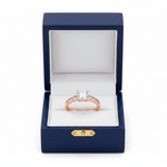 Rose Gold Princess-Cut Diamond Engagement Ring in Royal Blue Wooden Box