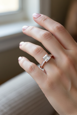 Rose Gold Princess-Cut Diamond Engagement Ring on Model