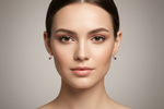 Round Amethyst Lever Back Earrings on Model