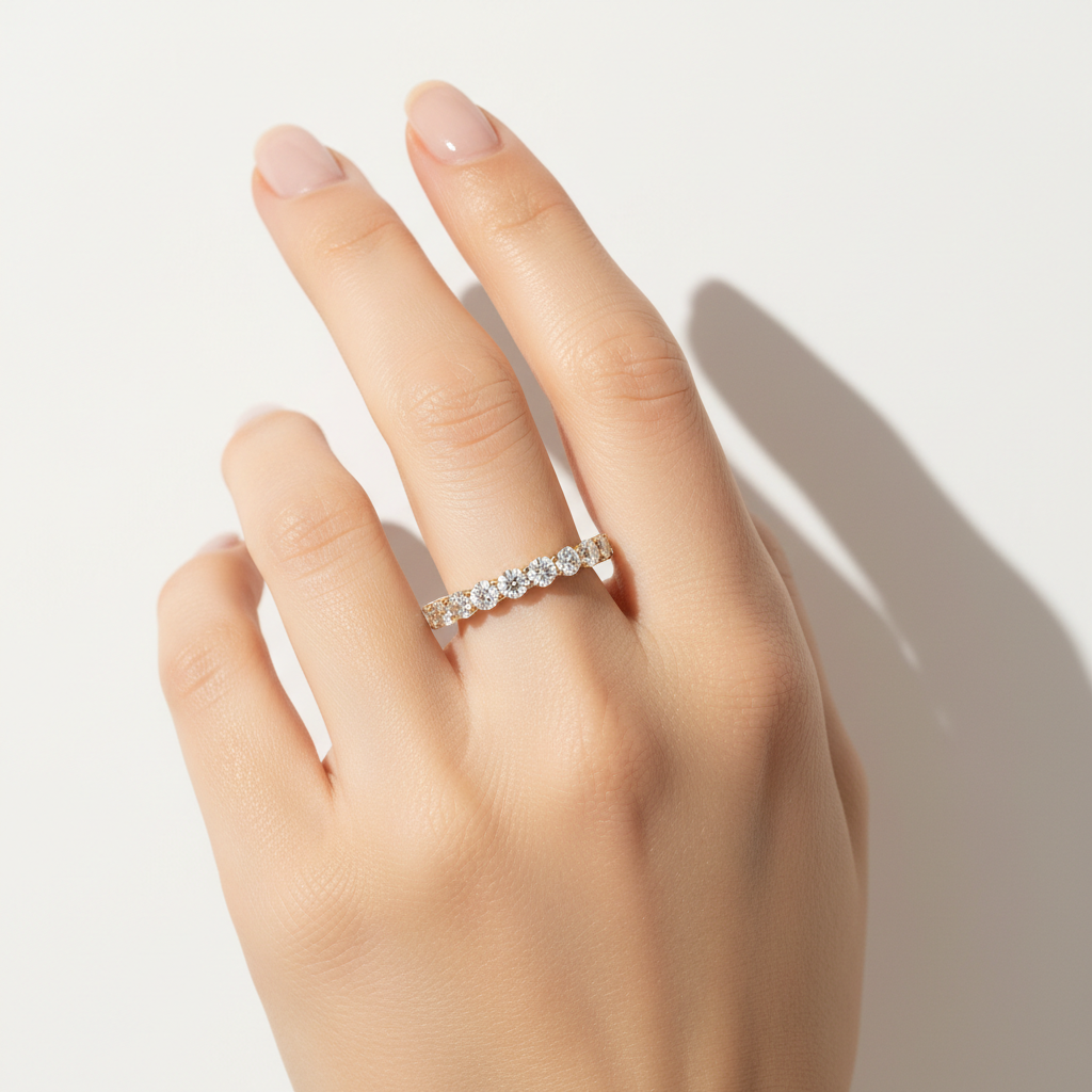 Round Diamond Eternity Band on Model