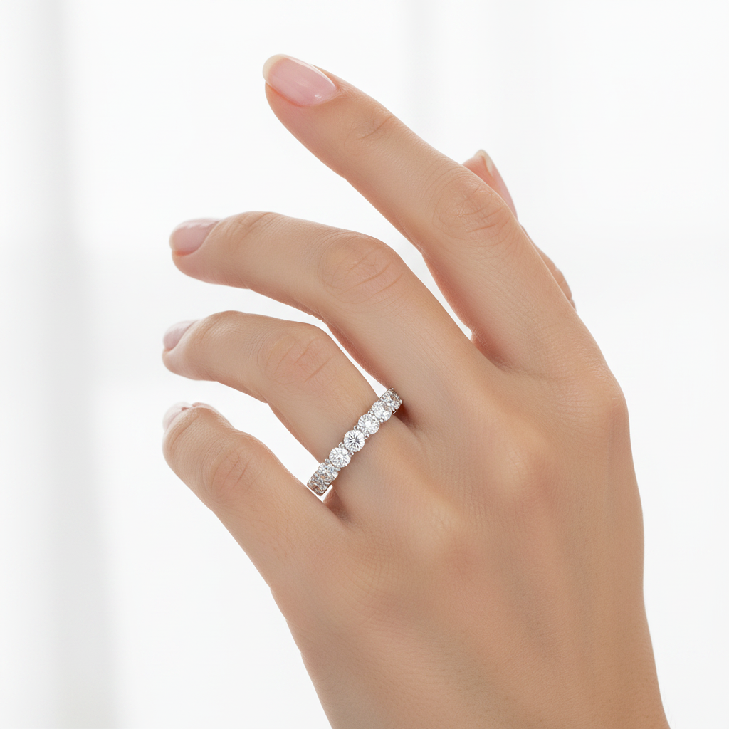 Round Diamond Eternity Band on Model