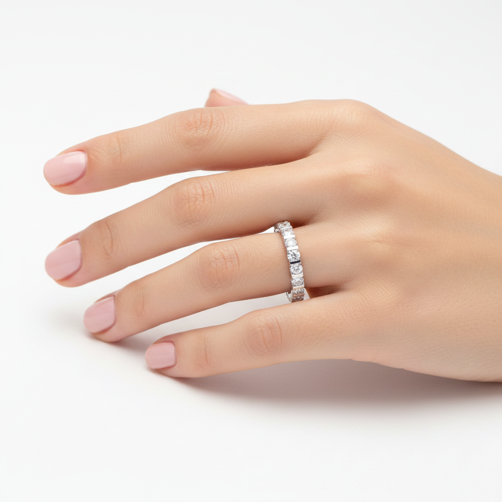 Round Diamond Eternity Band on Model