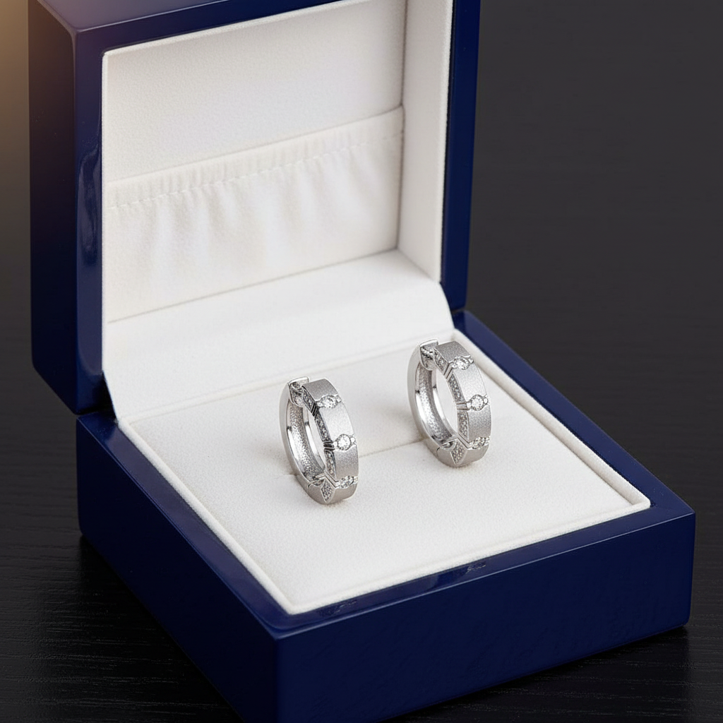 Round Diamond Huggie 0.54 WG - Jewelry Box