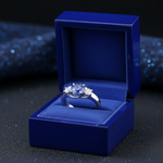 Round Sapphire Diamond Ring in Gift Box
