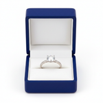 Round Solitaire Diamond Ring in Royal Blue Wooden Box