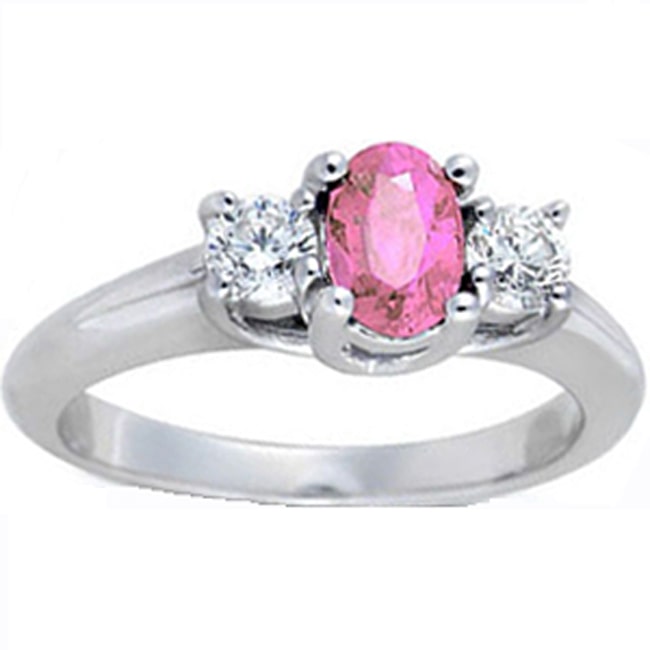 14k Gold Oval Pink Sapphire Diamond Ring (0.80.ct.tw)