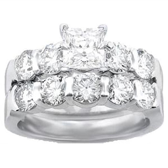 14k Gold Princess Round Diamond Bridal Set Rings (1.40.cts.tw)