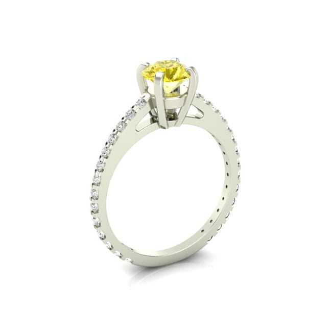 14k White Golden Yellow Diamond Ring (0.90.ct.tw)