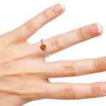 14k Gold Orange Cognac Solitaire Diamond Ring On Woman Ear (0.65.ct.tw)