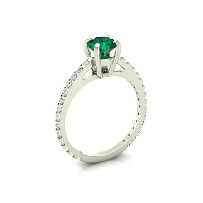 14k Emerald-Green Solitaire Diamond Ring (0.90.ct.tw)