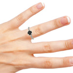 14k Round Cut Black Solitaire Diamond Ring On Woman Hand (0.65.ct.tw)