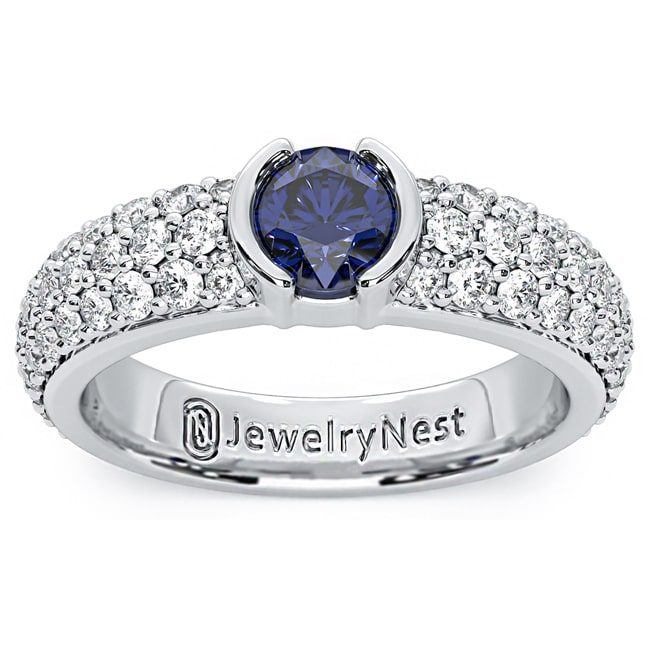 14k Gold Round Sapphire Diamond Ring (1.33.cts.tw)