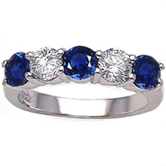 14k Gold Five-Stone Diamond Sapphire Ring (1.50.cts.tw)