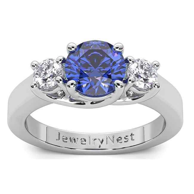 14k Gold Diamond Round Sapphire Ring (1.64.cts.tw)
