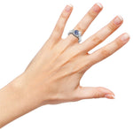 14k Gold Diamond Round Sapphire Ring On Woman Hand (1.64.cts.tw)