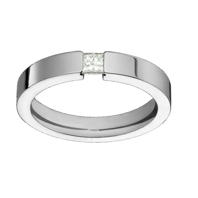 14k Solid White Gold Cigar Diamond Band (0.40.ct.tw)