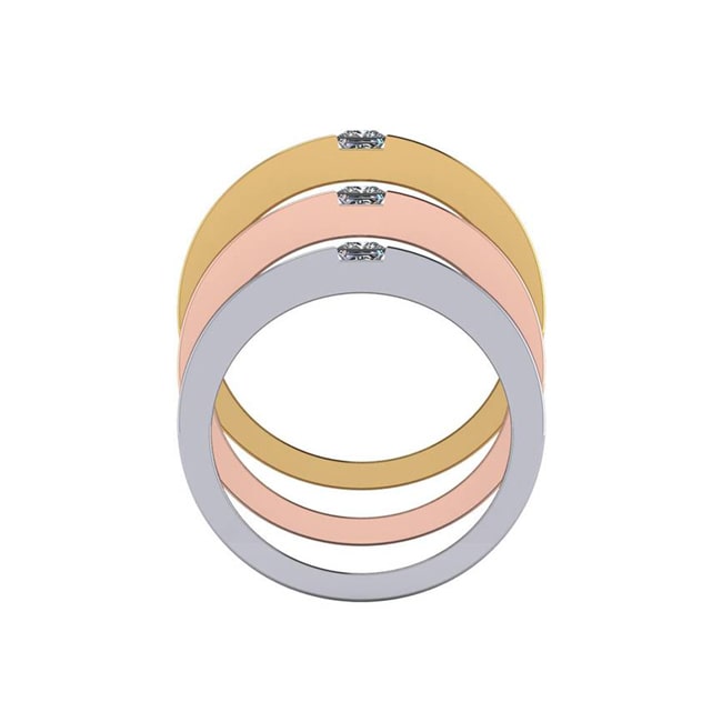 14k Cigar Band Princess Cut Solitaire Stackable Ring (0.60.ct.tw)