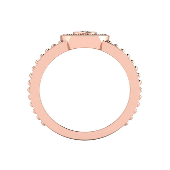 14k Gold Diamond Milgrain Heart-Shape Bezel beaded Shank (0.10.ct.tw)