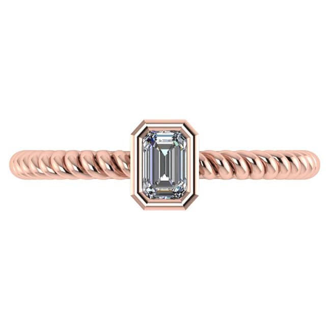 14k Gold Twisted Shank Emerald-Cut Solitaire Diamond Ring (0.33.ct.tw)