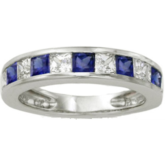 14k Princess Cut Diamond Sapphire Band (2.36.cts.tw)
