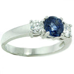 14k Gold Round Sapphire Diamond Ring (1.15.cts.tw)