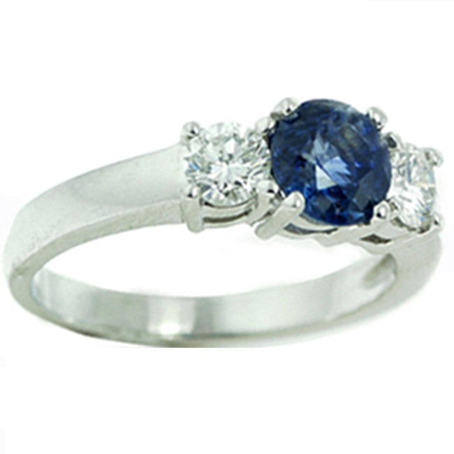14k Gold Round Sapphire Diamond Ring (1.15.cts.tw)