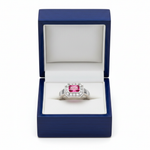 Rubellite Tourmaline Diamond Ring in Royal Blue Gift Box