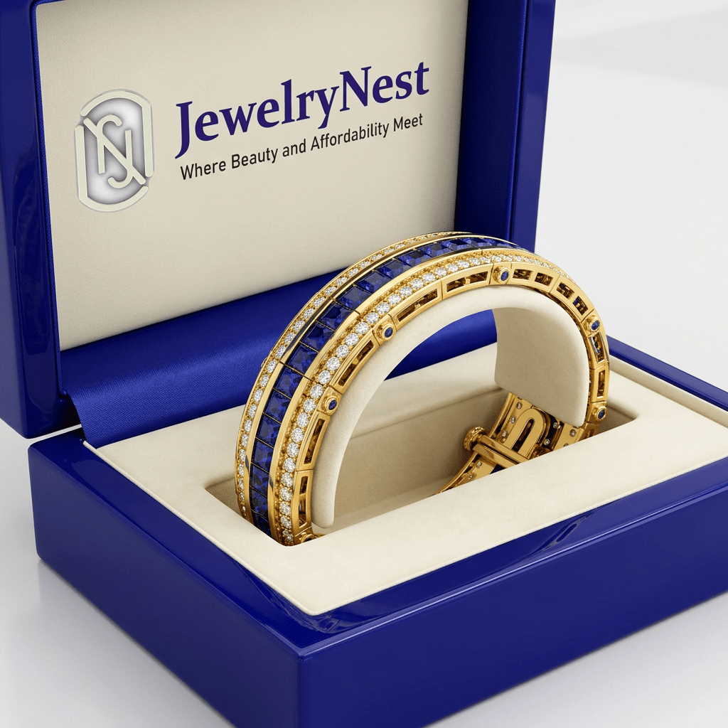 14k Yellow Gold Sapphire Diamond Art Deco Style Bracelet (5.30.cts.tw) - JewelryNest LLC