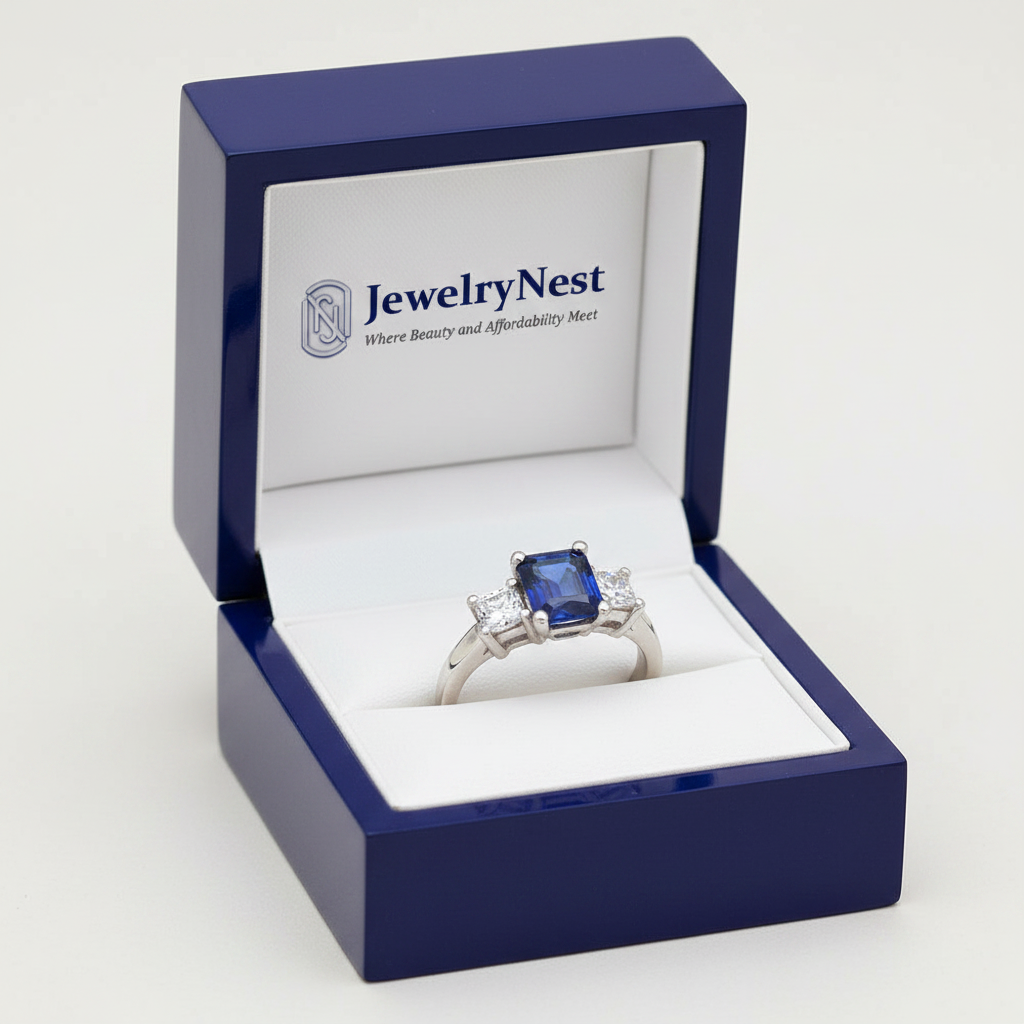 Sapphire Diamond Ring in Royal Blue JewelryNest Box