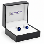 Sapphire Prong Stud Earrings in Box with Logo