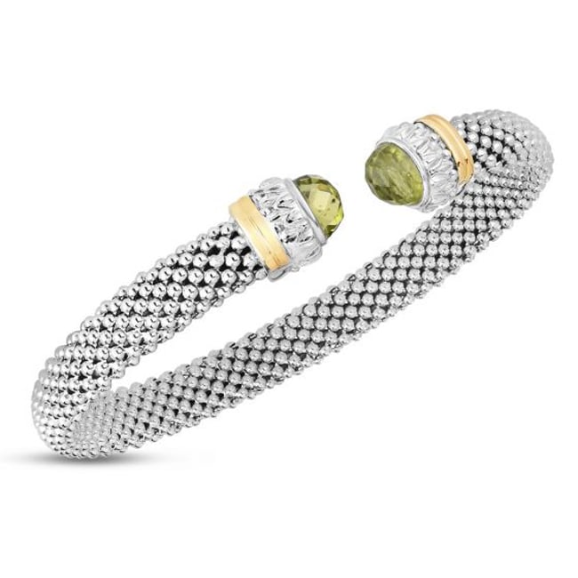 Sterling Silver Gold Peridot Popcorn Cuff (2.20 ct.tw)