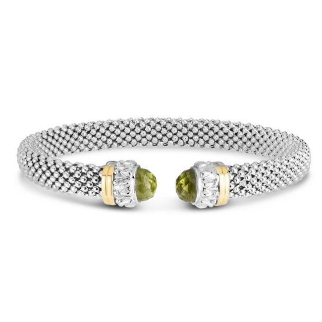 Sterling Silver Gold Peridot Popcorn Cuff (2.20 ct.tw)