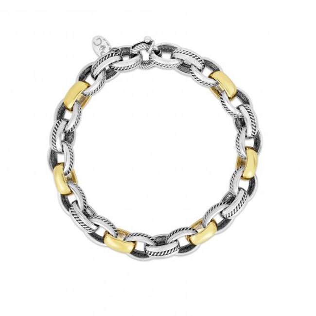 Sterling Silver 18K Gold Alternate Oval Link Bracelet (31.0. gr. tw)