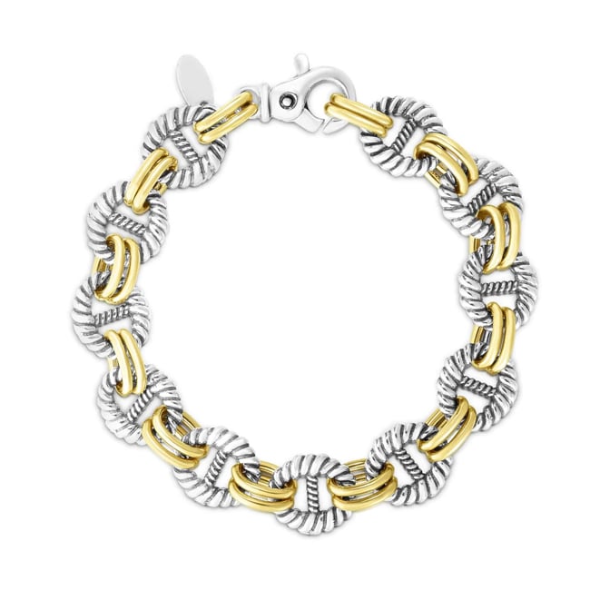 Sterling Silver 18K Gold Marina Link Bracelet (32.40 gr. tw)
