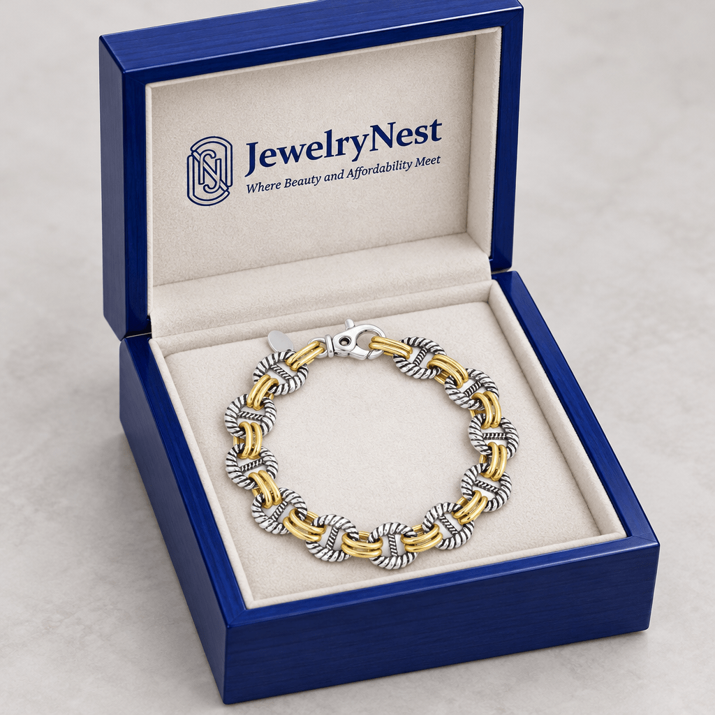 Sterling Silver 18K Gold Marina Link Bracelet (32.40 gr. tw) - JewelryNest LLC