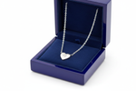 Silver Diamond Mini Heart Necklace in Royal Blue Wooden Box