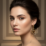 Smoky Topaz Dangle Hoop Earrings on Face