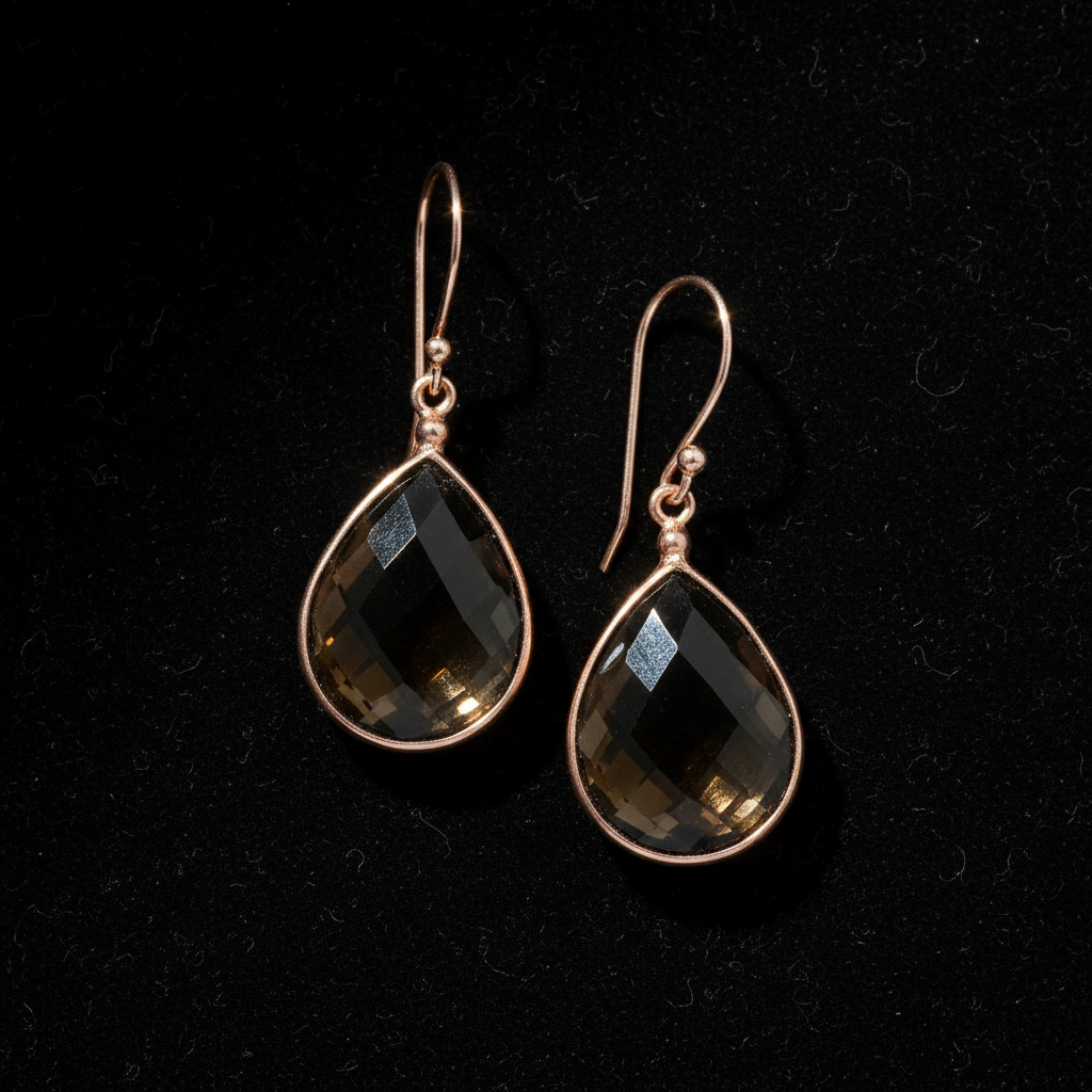 Smoky Topaz Earrings - Flat Lay