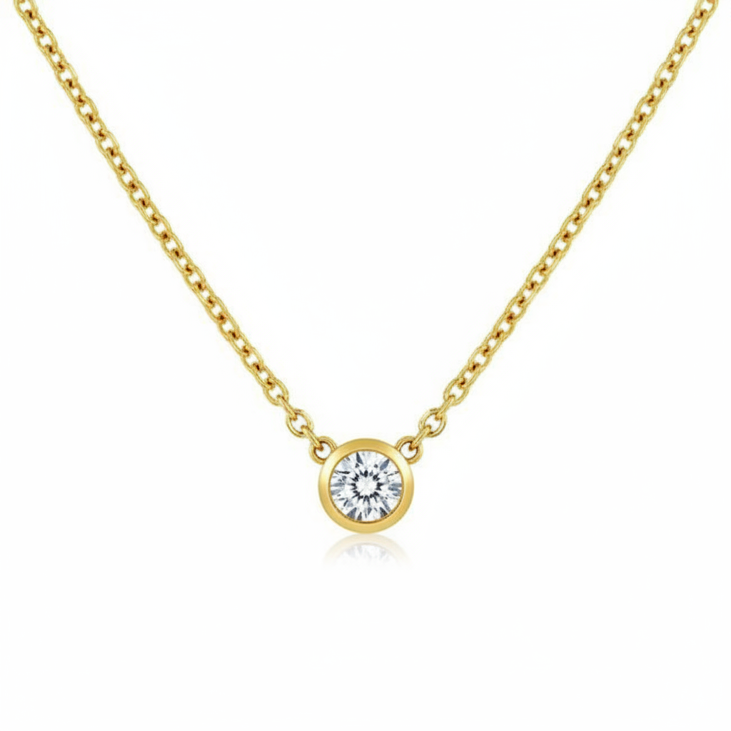 Solitaire Necklace - White BG