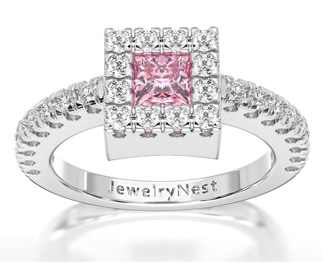 14k Gold Square Pink Sapphire Diamond Ring (0.96.cts.tw)