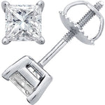 14K Gold Princess Cut Prong Diamond Earring Stud (0.50.ct.tw)