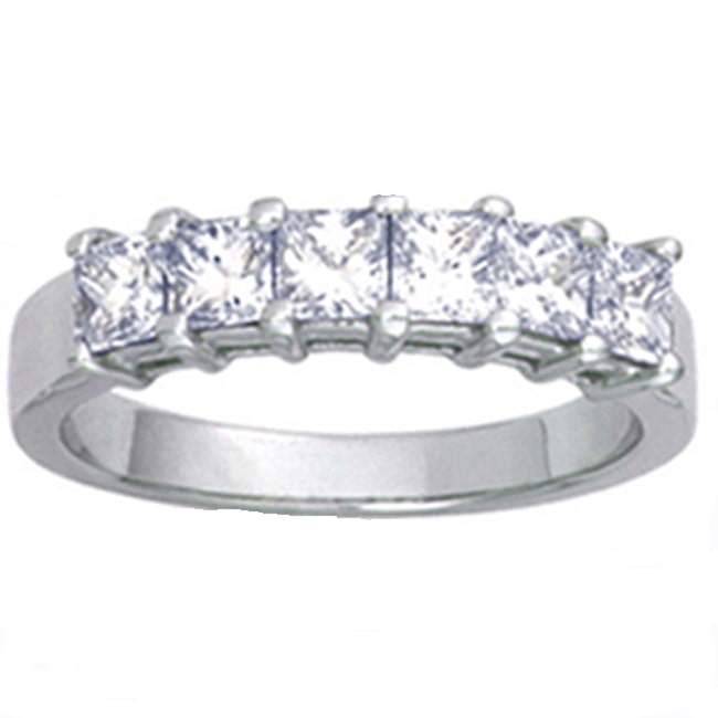 14k Solid Gold Six Princess Cut Diamond Band (1.20.cts.tw)