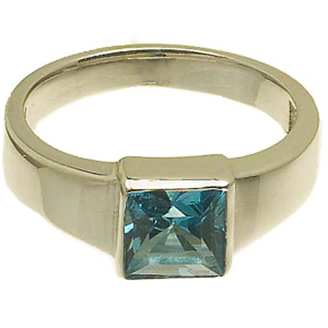 Sterling Silver Blue Topaz Solitaire Ring (1.0.ct.tw)