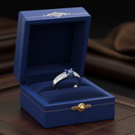 14k gold square sapphire and diamond fashion ring with 1.25 carats total weight, displayed in a gift box.