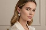Sterling Silver & 18K Gold Diamond Heart Dangle Earrings on Full Face Model