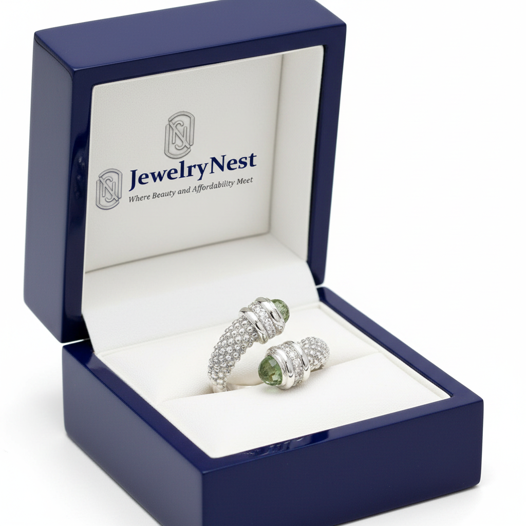 Sterling Silver Green Amethyst Ring in JewelryNest Box