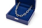 Sterling Silver Woven Link Men's Necklace in Royal Blue Wooden Box